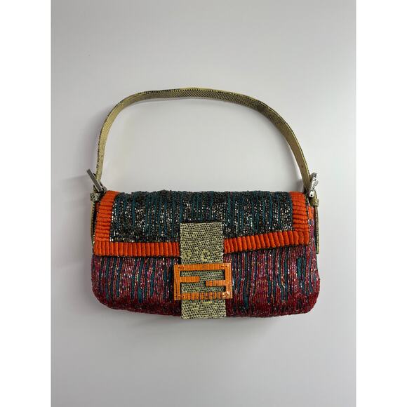 Fendi baguette vintage multicolor glitter beaded shoulder bag - Picture 11 of 11